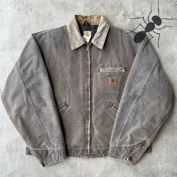 Vintage y2k J97 CHT brown faded carhartt detroit work wear jacket